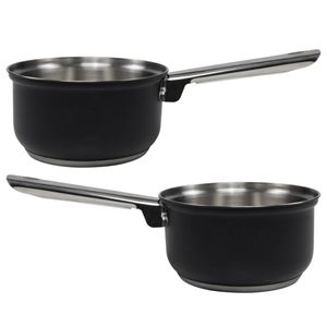 Svenska Living Steelpan/sauspan - 2x - zwart - RVS - D16 cm - 1L -A Alle warmtebronnen - Steelpannen