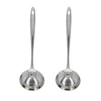 Gerimport Soep/saus opscheplepel - 2x - zilver - RVS - 31 cm - keukengerei - soeplepel