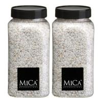 Mica Decorations decoratie stenen/granulaat - 2x - 650ml - wit - hobby steentjes