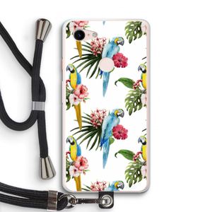 Kleurrijke papegaaien: Pixel 3 XL Transparant Hoesje met koord