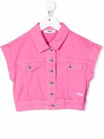 MSGM Kids veste en jean à mancherons - Rose - thumbnail