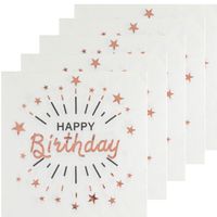 Verjaardag feest servetten happy birthday - 50x - rose goud - 33 x 33 cm