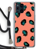 Pink Cheetah: Oppo Find X3 Transparant Hoesje met koord Pink Cheetah: Oppo Find X3 Transparant Hoesje met koord