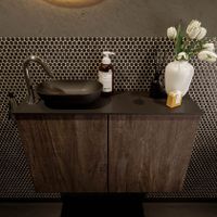 Mondiaz Fowy toiletmeubel 80cm dark brown met blad en waskom urban links 1 kraangat