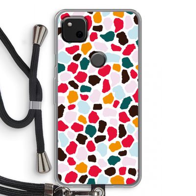 Colored Giraffe: Pixel 4a Transparant Hoesje met koord