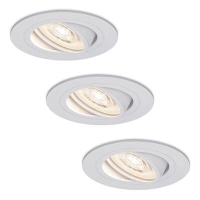 Set van 3 Pittsburg LED inbouwspots - 3,8W 270lm - GU10 LED Module - Extra plat 58mm - 4000K neutraal wit - Dimbaar - Kantelbaar - Binnen - Wit