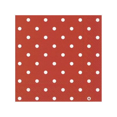 20x Polka Dot 3-laags servetten rood met witte stippen 33 x 33 cm