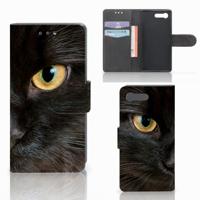 Sony Xperia X Compact | Telefoonhoesje | Met pasjeshouder | Zwarte Kat