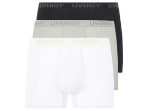 LIVERGY 3 heren boxers (Wit/Lichtgrijs/Zwart, M)