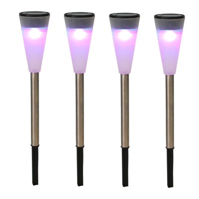 1x RVS Buiten/tuin LED stekers solar verlichting 36 cm gekleurd