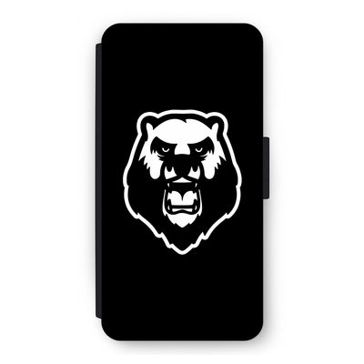 Angry Bear (black): iPhone 12 Pro Flip Hoesje