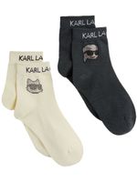 Karl Lagerfeld lot de deux paires de chaussettes Ikonic à strass - Blanc - thumbnail