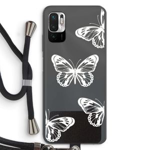 White butterfly: Xiaomi Redmi Note 10 5G Transparant Hoesje met koord