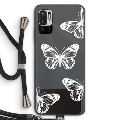White butterfly: Xiaomi Redmi Note 10 5G Transparant Hoesje met koord
