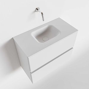 Toiletmeubel Mondiaz Ada | 60 cm | Meubelkleur Talc | Lex wastafel Talc Midden | Zonder kraangat