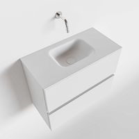 Toiletmeubel Mondiaz Ada | 60 cm | Meubelkleur Talc | Lex wastafel Talc Midden | Zonder kraangat