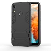 Schokbestendige PC + TPU geval voor Huawei Y6 (2019) met houder (zwart)