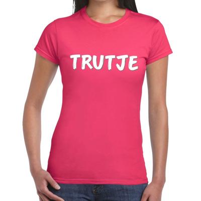Trutje fun tekst t-shirt - roze - voor dames - foute party feestkleding