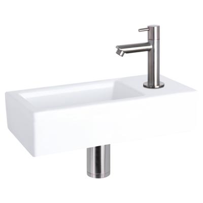 Differnz Ravo fonteinset keramiek - kraan recht - 38.5 x 18.5 x 9 cm - mat chroom