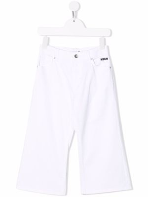 MSGM Kids jean ample à logo imprimé - Blanc