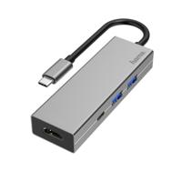 Hama USB-C-multiport-adapter, 4-poorts, 2x USB-A, USB-C, HDMI USB Hub Grijs Hama USB-C-multiport-adapter, 4-poorts, 2x USB-A, USB-C, HDMI USB Hub Grijs