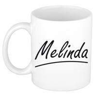 Melinda Naam koffiemok - beker - met sierlijke letters - wit - 300 ml - Cadeau - Dames