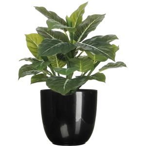 Groene Philodendron kunstplant 49 cm in bloempot zwart Dia 14.5 cm