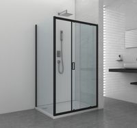 Saniclear Elite Black douchecabine 100x80 met softclose schuifdeur en zwarte profielen - thumbnail