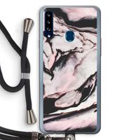 Roze stroom: Samsung Galaxy A20s Transparant Hoesje met koord