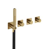 Hotbath Gal - Afbouwdeel voor Inbouw Douchethermostaat - 2 Stopkranen - Geborsteld Messing Pvd - V02