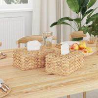 VidaXL Tissueboxhoezen 2 pcs waterhyacint 27.5 x 16.5 x 14 cm naturel
