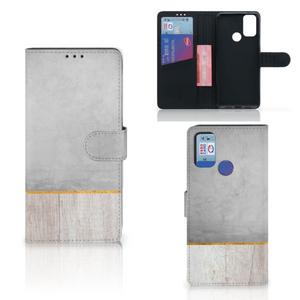 Alcatel 1S (2021) Book Style Case Wood Concrete