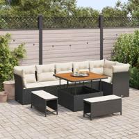 Tuinbankenset 9 pcs Zwart poly rattan