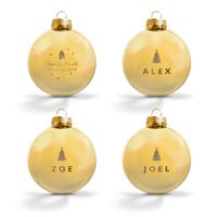 Kerstbal met naam - Goud - 4 stuks