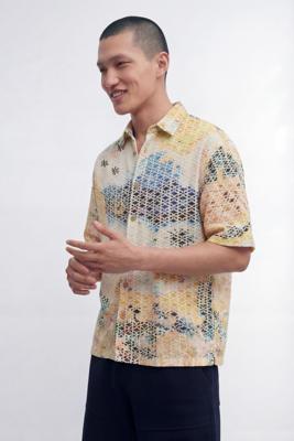 Geborduurde bedrukte blouse - WHITE - S