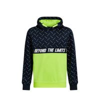 WE Fashion hoodie met mesh donkerblauw/limegroen - thumbnail