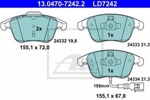 Remmenset, remschijf ATE, Remschijftype: Geventileerd: , Inbouwplaats: Vooras, u.a. für Seat, VW, Audi