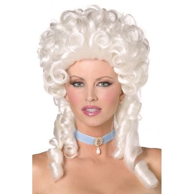 Witte hoge dames carnaval verkleed pruik - Baroque/middeleeuwen