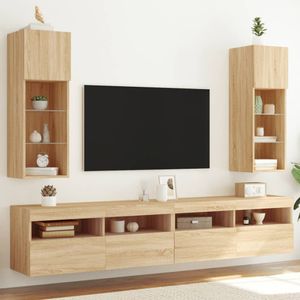 Tv-meubels met LED-verlichting 2 st 30,5x30x90 cm sonoma eiken