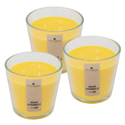 Atmosphera Candles Geurkaars - 3x - in glas - citronella aroma - 40 branduren - 13 x 12 cm