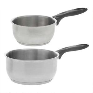 Steelpan/sauspan 2x - Alle kookplaten geschikt - Dia 14/18 cm - rvs   -