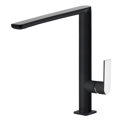 Wastafelkraan Tres Loft | Opbouw | Draaibare uitloop | Mengkraan | Hoog model | 1-hendel | Rond | Zwart chroom