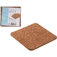 Glazen onderzetters - 6x stuks - kurk - glasonderzetters - 9,5 cm - vierkant