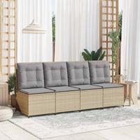 Tuinbank met kussen Beige Poly riet