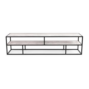 Tv-meubel 'Luuk' 200cm, kleur zwart / wit marmer