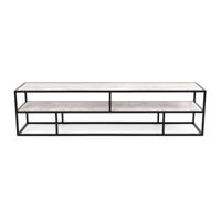 Tv-meubel 'Luuk' 200cm, kleur zwart / wit marmer Tv-meubel 'Luuk' 200cm, kleur zwart / wit marmer
