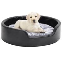 VidaXL Hondenmand 69x59x19 cm pluche en kunstleer zwart en grijs