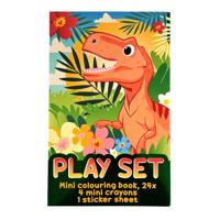 Wins Holland Traktatiesetje - kleurboekje, waskrijtjes en stickervel - dino