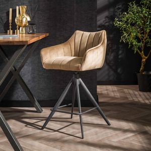 LifestyleFurn Draaibare Barstoel Moritz Velvet - Champagne (zithoogte 68cm)