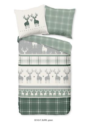 Good Morning Dekbedovertrek "rendieren" - Groen - (135x200 cm) - Katoen Flanel Good Morning Dekbedovertrek "rendieren" - Groen - (135x200 cm) - Katoen Flanel